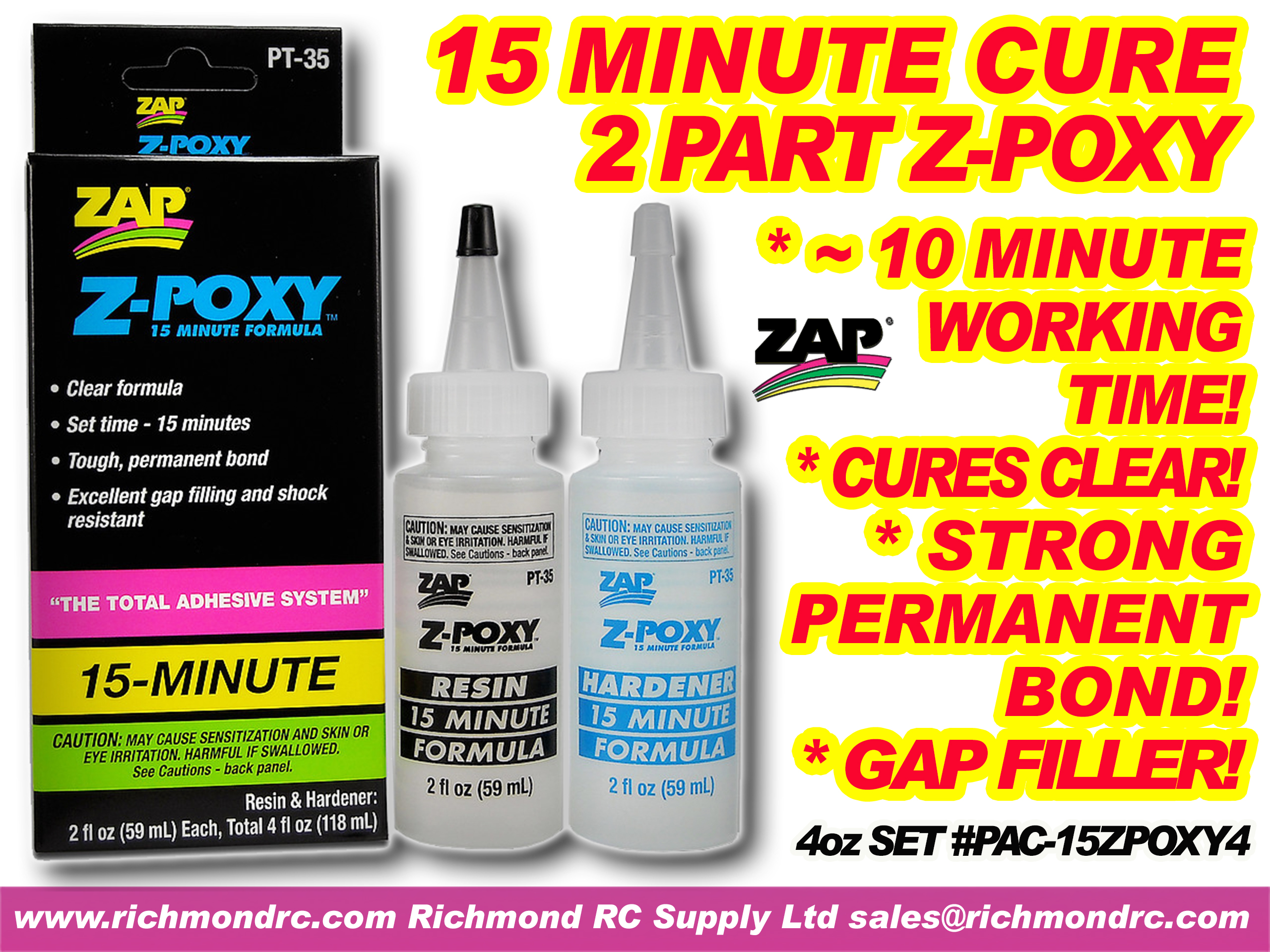 PACER - 15 MINUTE Z-POXY - 118ml 4.0oz BOXED PT-35 {pac-prices} [ 70915]