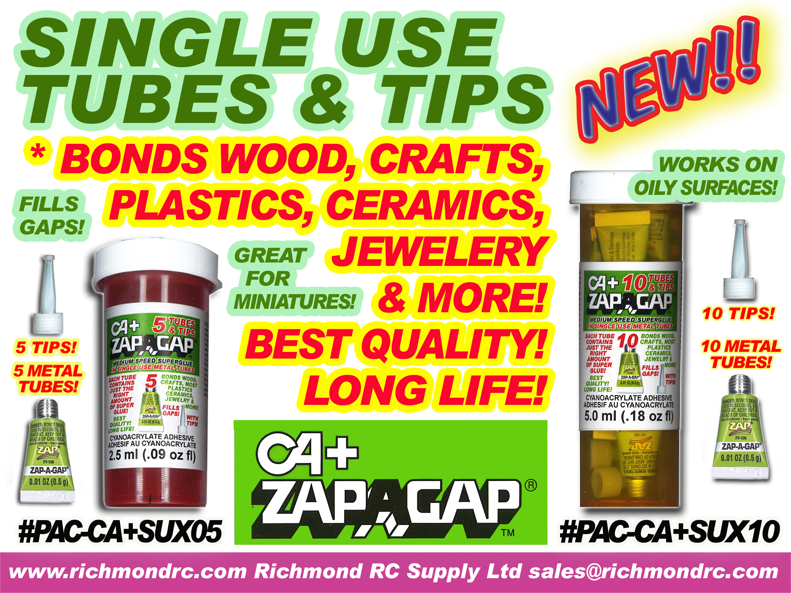 ZAP-A-GAP  5 SINGLE USE TUBES .5ml EACH w/TIPS {pac-prices} [ 71206]