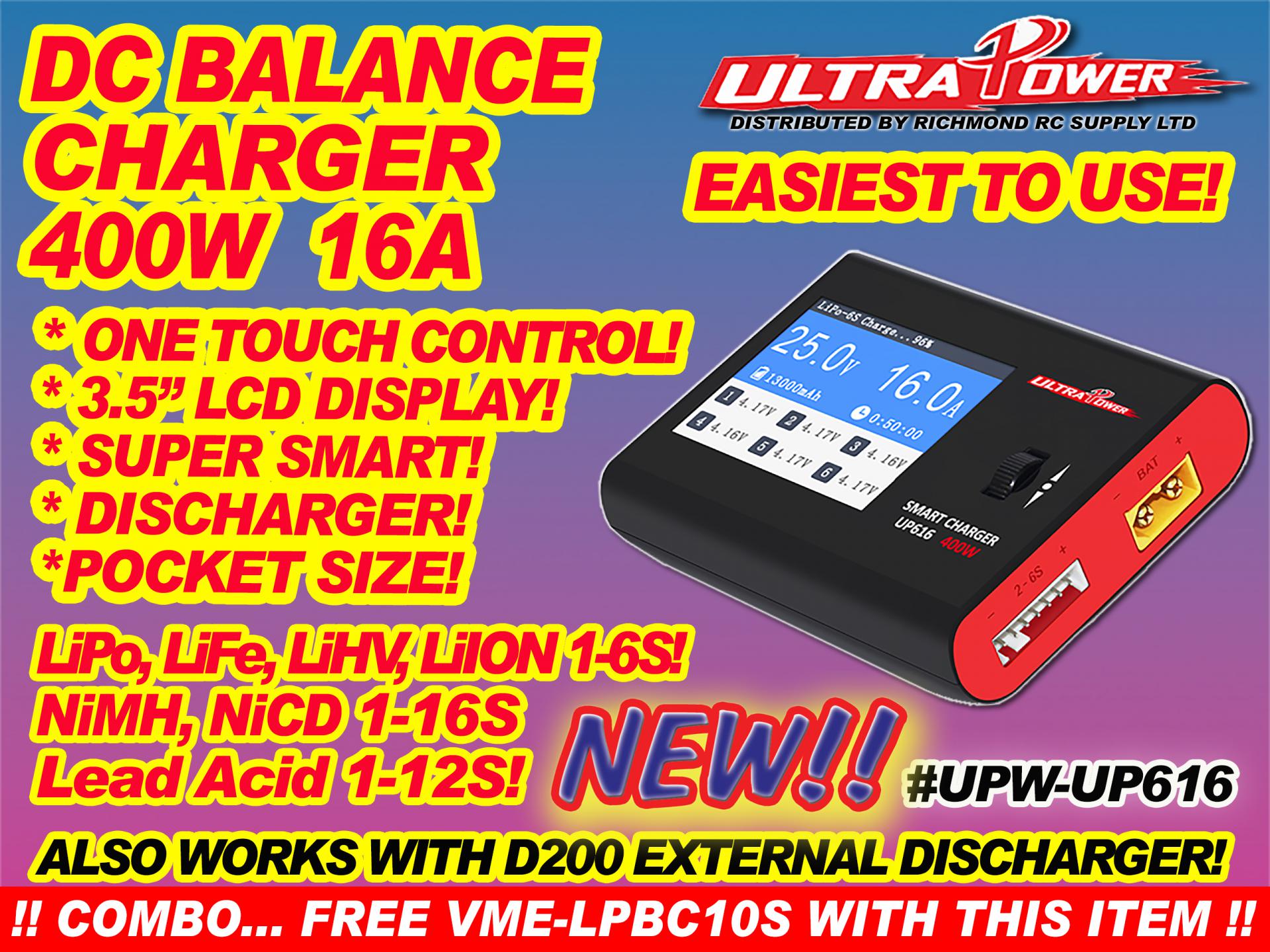 ULTRA POWER CHARGER - DC, 400W 16A w/TFT SCREEN x1  [ 71207]