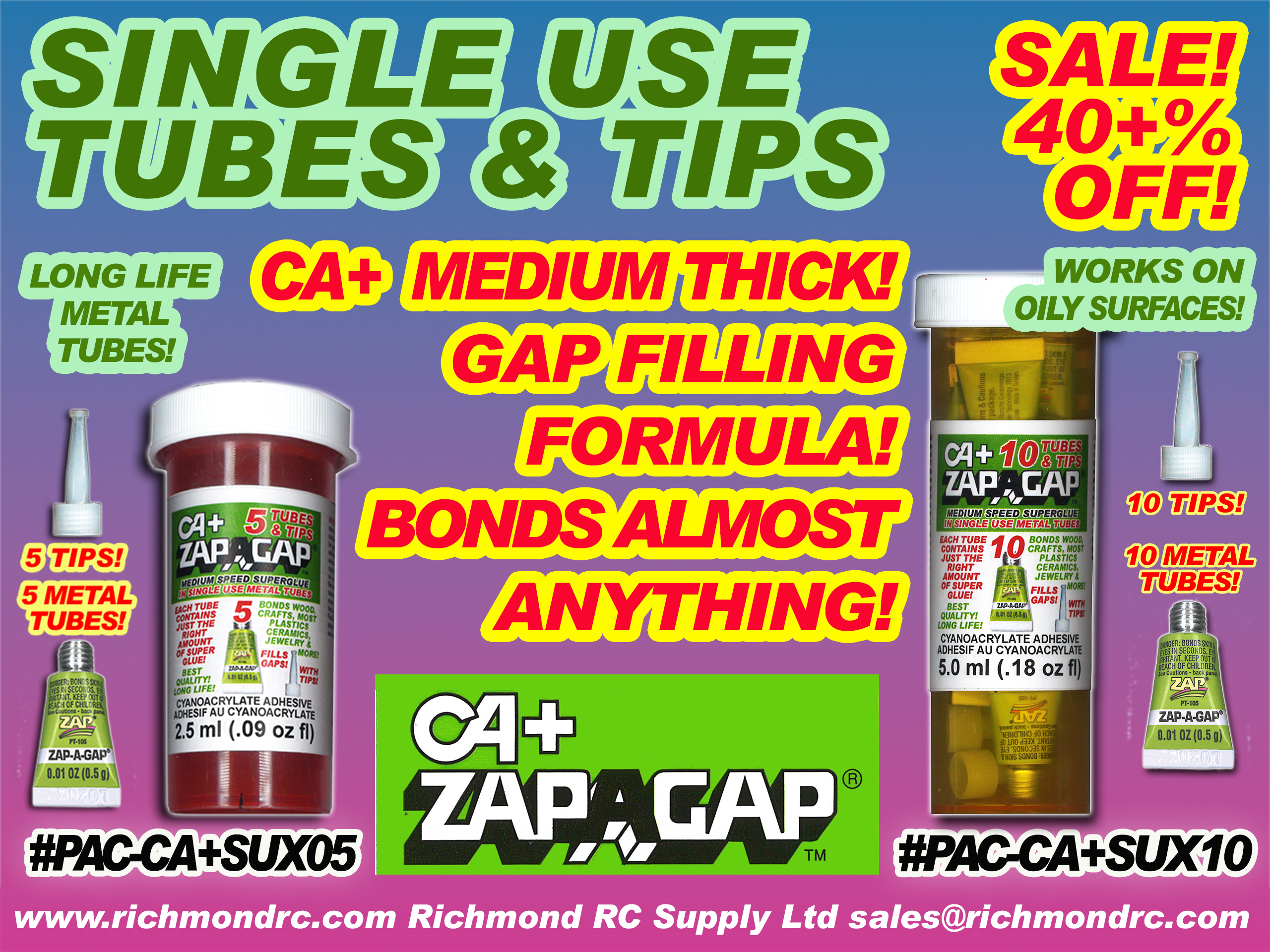 ZAP-A-GAP  5 SINGLE USE TUBES .5ml EACH w/TIPS {pac-prices} [ 90317]