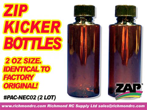 ZIP KICKER BOTTLES - 2oz SIZE - EMPTY w/CAPS (2)