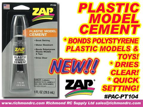 ZAP PLASTIC MODEL CEMENT (FOR STYRENE) 29.5ml 1oz {pac-prices} [111416]