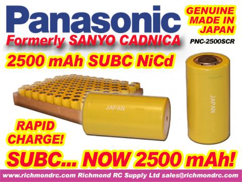 PANASONIC SANYO RAPIDCHARG 2500mAh NiCd SUBC noTAB