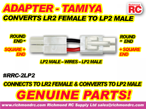 ADAPTER - CONVERTS TAMIYA LR2 FEMALE TO LP2 MALE