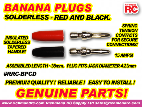 DELUXE SOLDERLESS BANANA PLUGS - RED/BLACK PAIR