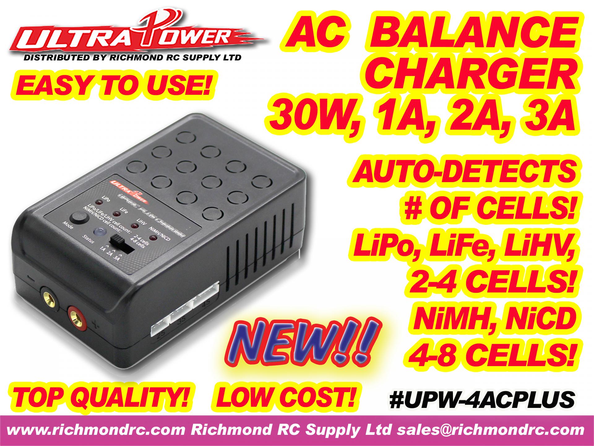 ULTRA POWER CHARGER - AC, 30W, 1A 2A 3A w/LED