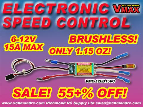 VMAX ELECTRONIC SPEED CONTRL BRUSHLESS 12V 15A MAX