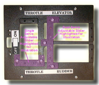 Servo Tray with universally adjustable sliders highlighted in purple shading